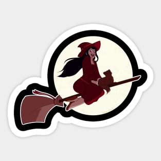 Flying Red Witch Sticker